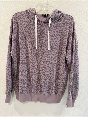 BuffBunny Lavender Leopard Scoop Neck Hoodie